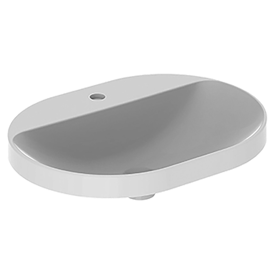 Lavabo à encastrer VARIFORM
60 x 17.8 x 45 cm
Céramique, partie inférieure émaillée
encastrement par dessus, elliptique
sans trop-plein
avec tablette de robinetterie