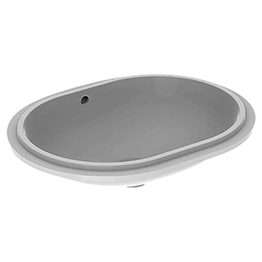 Lavabo à encastrer VARIFORM
62.5 x 18 x 49 cm
Céramique, partie inférieure émaillée
encastrement par dessous
elliptique, avec trop-plein
sans tablette de robinetterie
