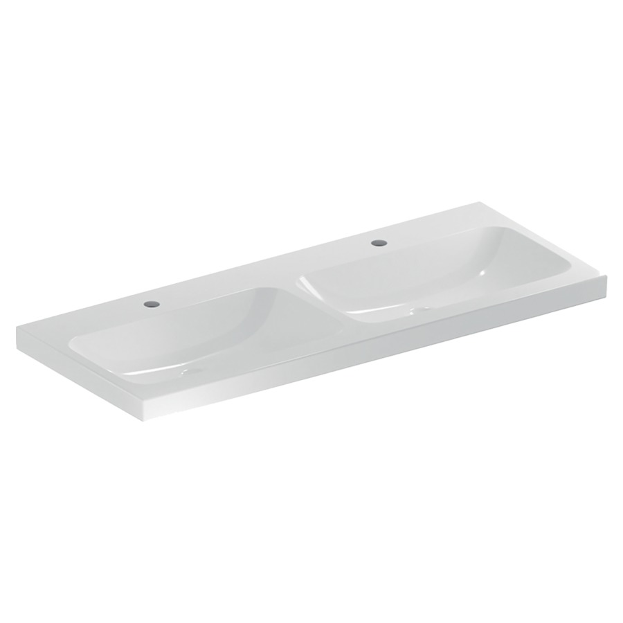 Lavabo double ICON LIGHT
120 x 48 x 15,5 cm, céramique
pour meuble suspendu, sans
trop-plein