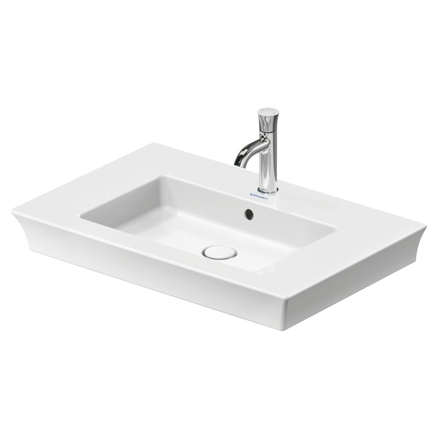 Lavabo WHITE TULIP
75 x 49 cm, céramique
tablette de robinetterie
pour meuble suspendu
avec trop-plein, vidage push-
to-open avec enjoliveur en
céramique incluse
partie inférieure émaillée