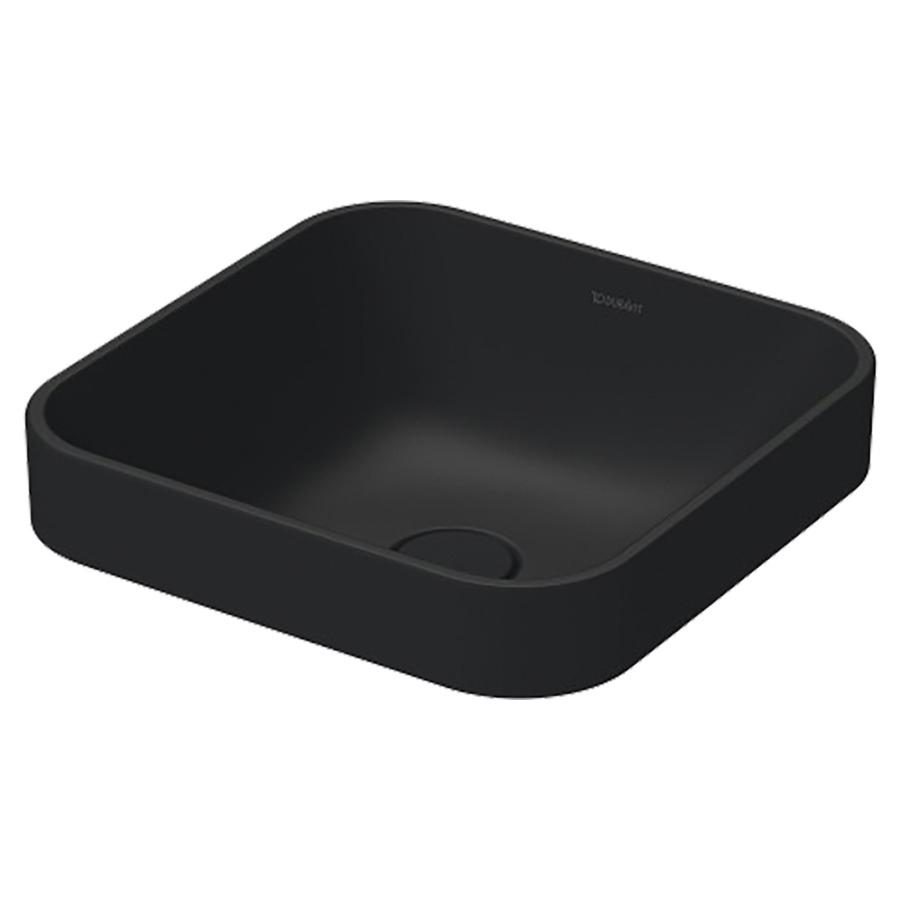 Lavabo à poser HAPPY D.2
PLUS, 40 x 40 cm, céramique
poli, sans trop-plein
vidage avec enjoliveur en
céramique incluse, matériel de
fixation coloris intérieur
anthracite mat