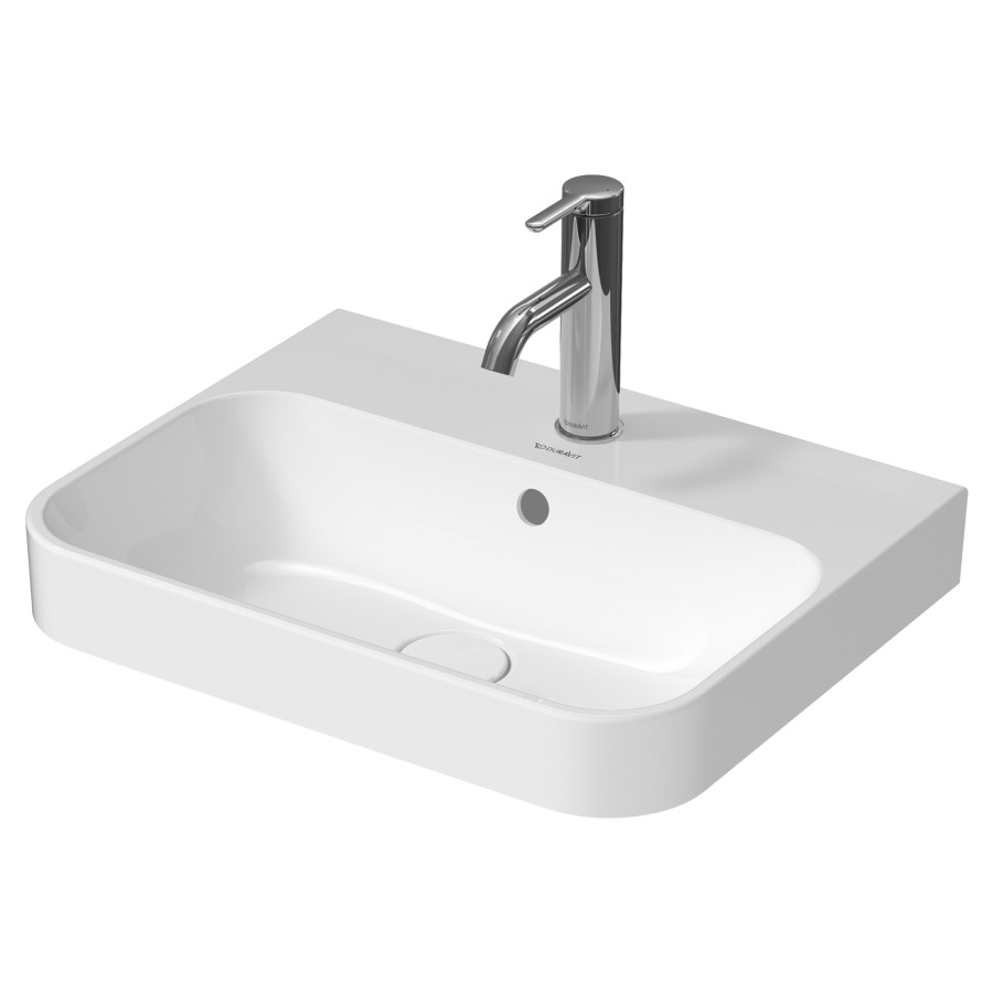 Lavabo à poser HAPPY D.2
PLUS, 50 x 40 cm, céramique
poli, avec trop-plein
vidage push-to-open avec
enjoliveur en céramique
incluse, matériel de fixation
coloris intérieur blanc