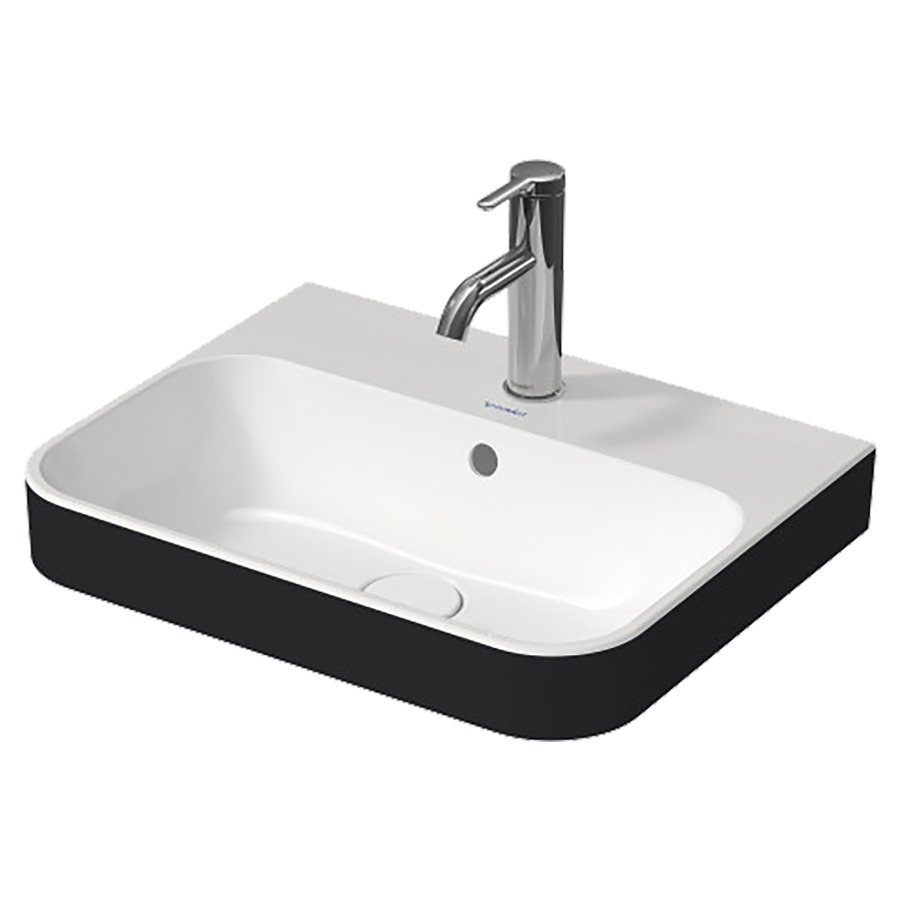 Lavabo à poser HAPPY D.2
PLUS, 50 x 40 cm, céramique
poli, avec trop-plein
vidage push-to-open avec
enjoliveur en céramique
incluse, matériel de fixation
coloris intérieur blanc