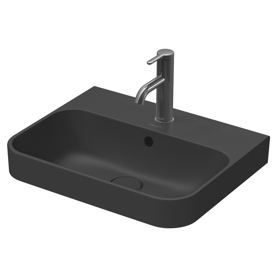 Lavabo à poser HAPPY D.2
PLUS, 50 x 40 cm, céramique
poli, avec trop-plein
vidage push-to-open avec
enjoliveur en céramique
incluse, matériel de fixation
coloris intérieur anthracite
mat