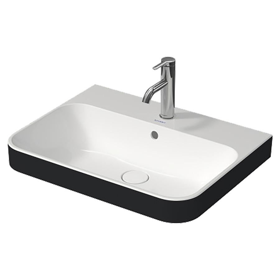 Lavabo à poser HAPPY D.2
PLUS, 60 x 46 cm, céramique
poli, avec trop-plein
vidage push-to-open avec
enjoliveur en céramique
incluse, matériel de fixation
coloris intérieur blanc