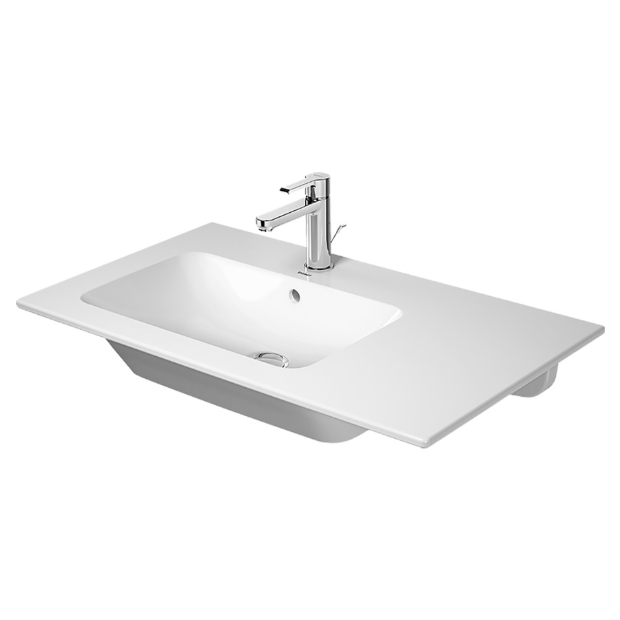 Lavabo ME BY STARCK
83 x 49 cm, céramique
tablette de robinetterie
avec trop-plein, lavabo à
gauche