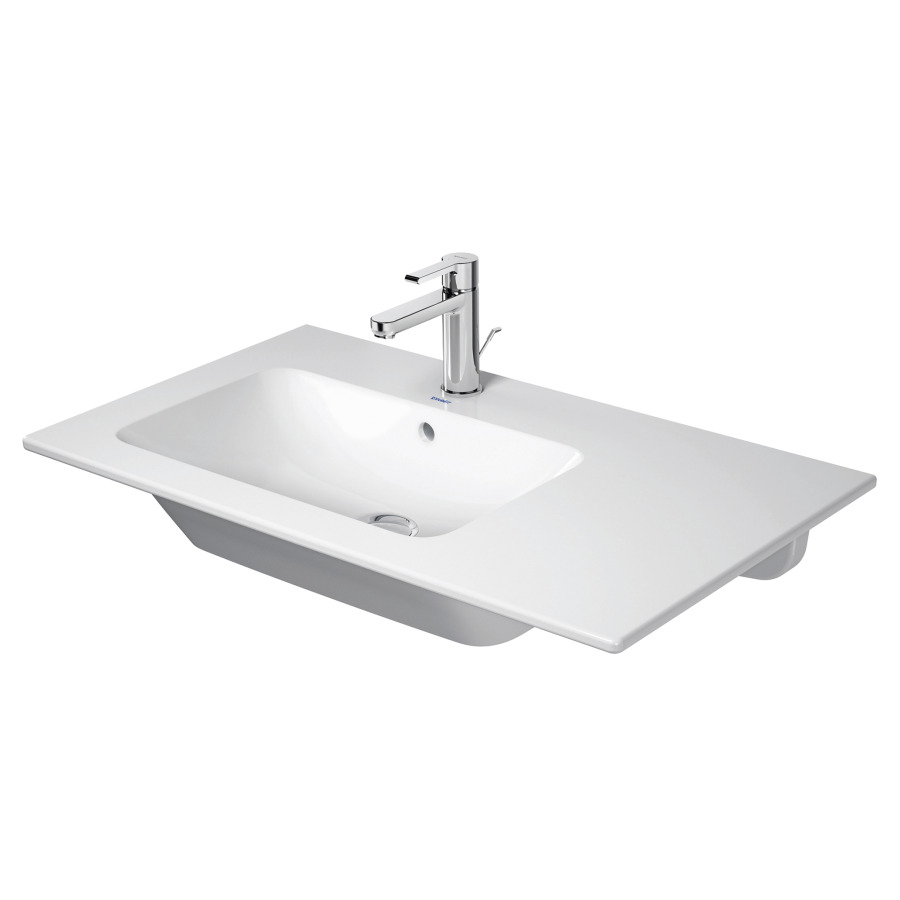 Lavabo ME BY STARCK
83 x 49 cm, céramique
tablette de robinetterie
avec trop-plein, lavabo à
gauche