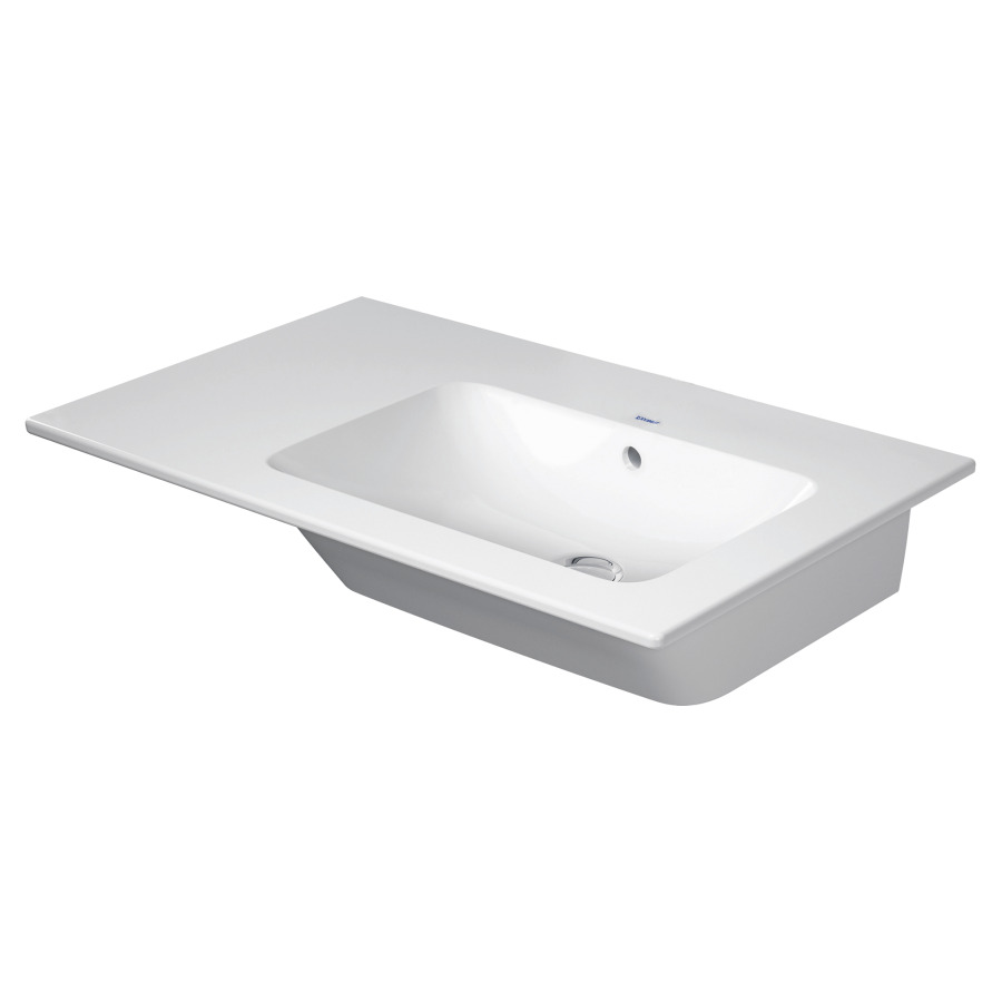 Lavabo ME BY STARCK
83 x 49 cm, céramique
tablette de robinetterie
avec trop-plein, lavabo à
droite