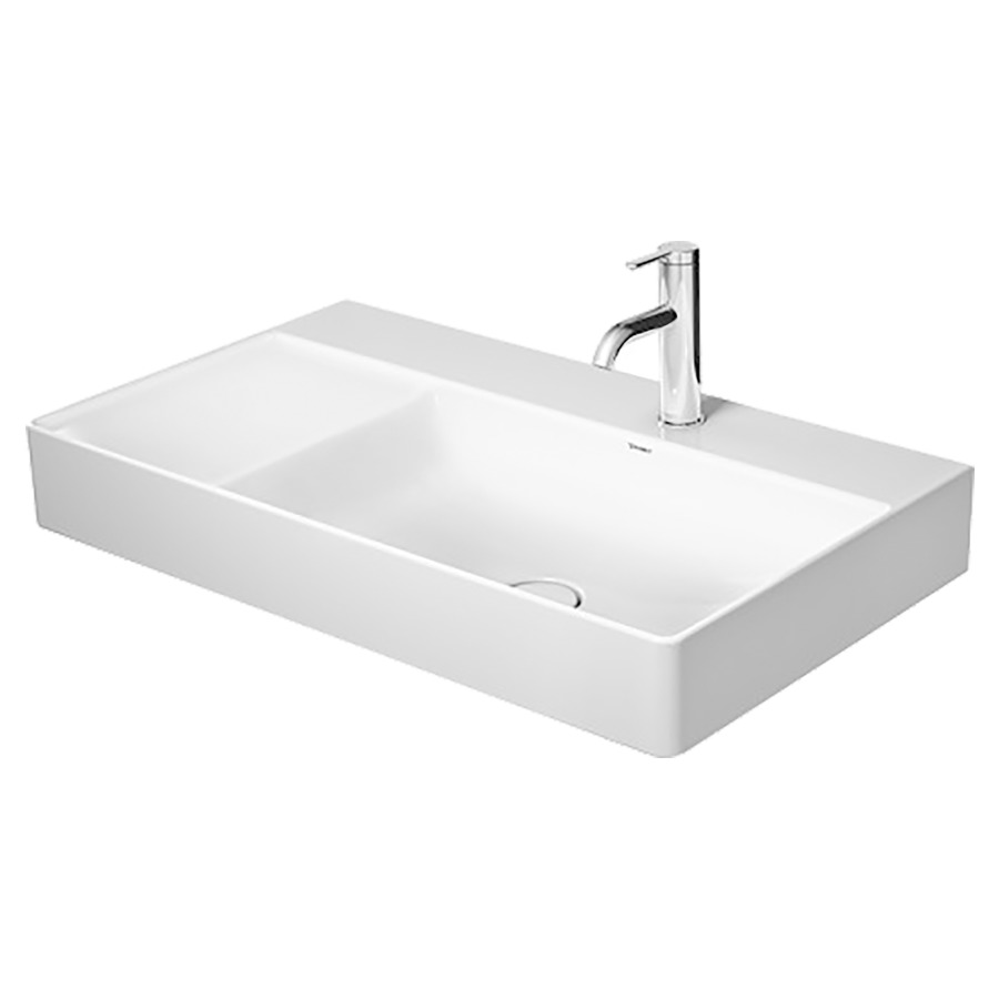 Lavabo DURASQUARE
80 x 47 cm, céramique
pour meuble suspendu, sans
trop-plein, lavabo à droite
vidage avec enjoliveur en
céramique incluse