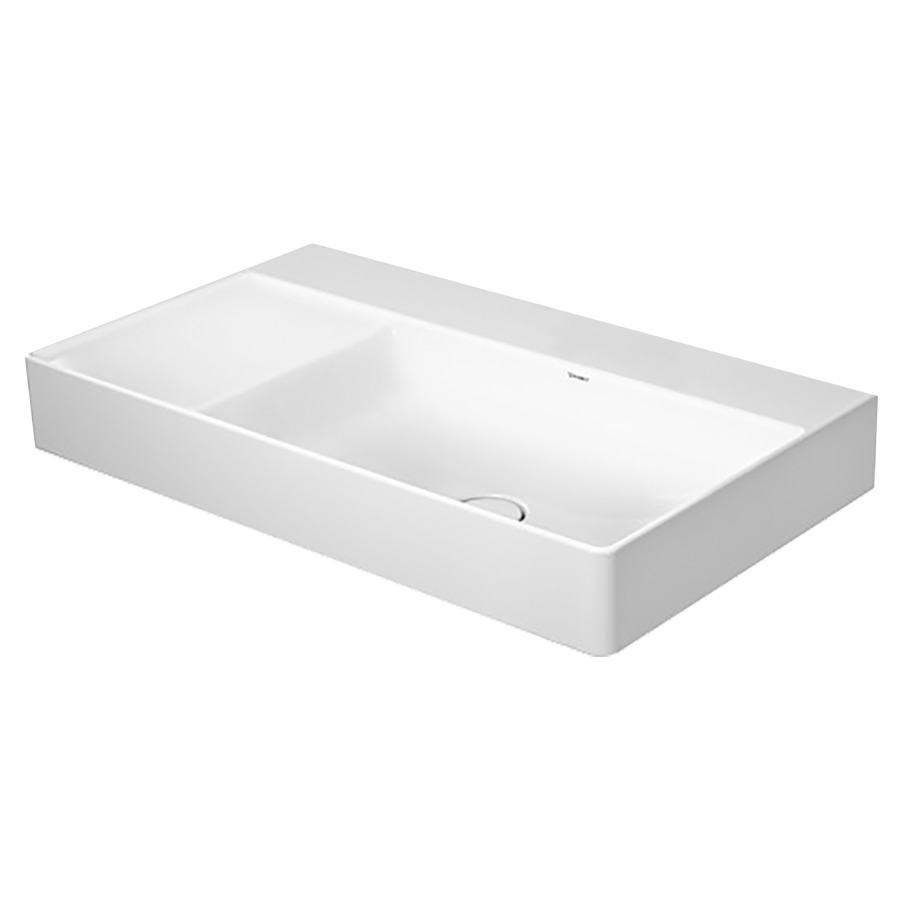 Lavabo DURASQUARE
80 x 47 cm, céramique, poli
pour meuble suspendu, sans
trop-plein, lavabo à droite
vidage avec enjoliveur en
céramique incluse