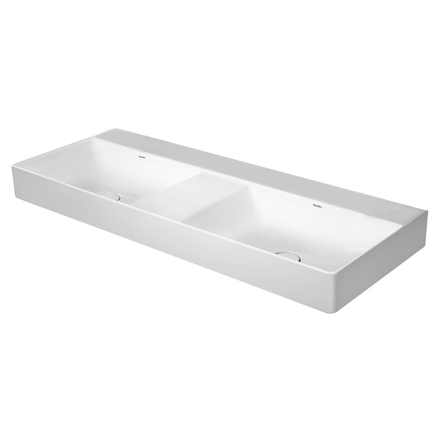 Lavabo double DURASQUARE
120 x 47 cm, céramique, poli
pour meuble suspendu, sans
trop-plein,vidage avec
enjoliveur en céramique
incluse
