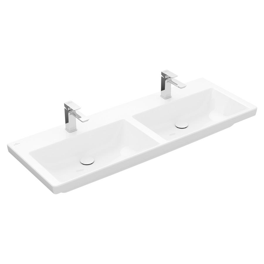 Lavabo double SUBWAY 3.0
130 x 47 cm, céramique
anguleux, sans trop-plein