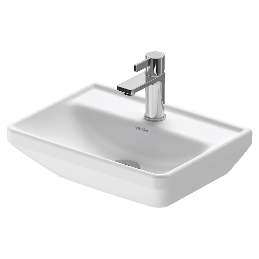 Lave-mains D-NEO
45 x 33,5 cm, céramique
tablette de robinetterie
sans trop-plein, partie
inférieure émaillée