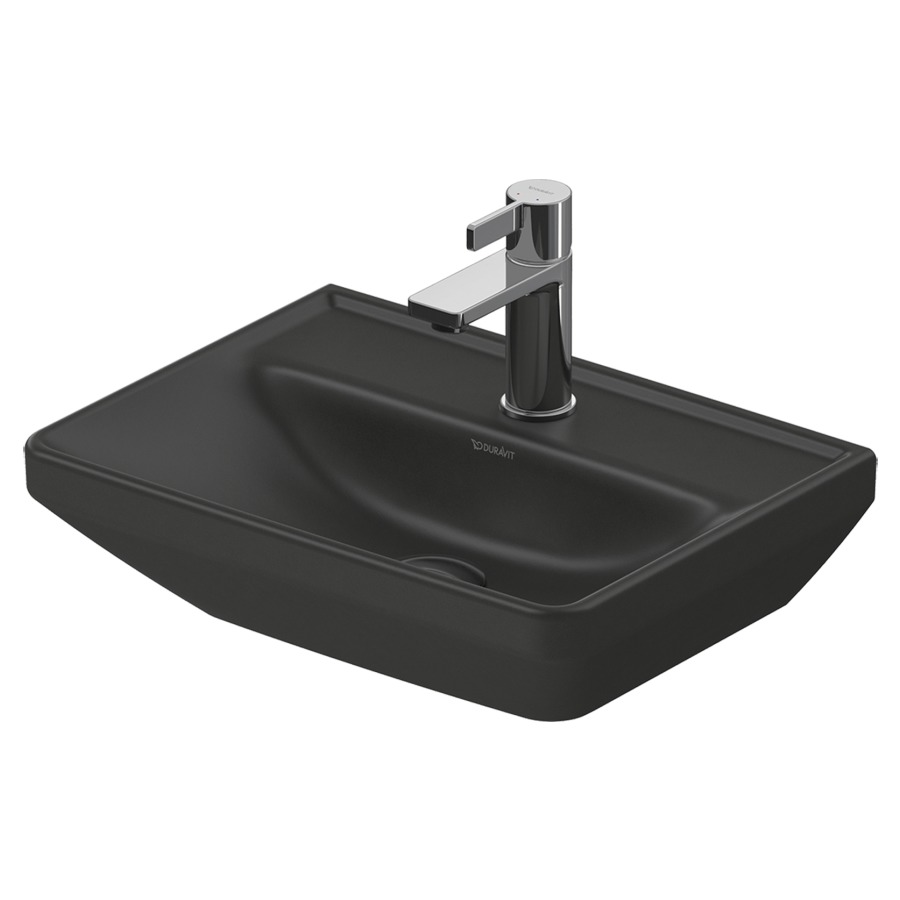 Lave-mains D-NEO
45 x 33,5 cm, céramique
tablette de robinetterie
sans trop-plein, partie
inférieure émaillée