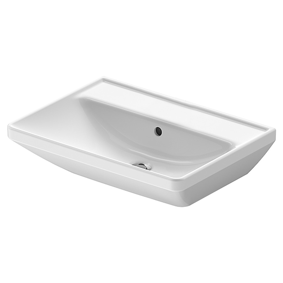 Lavabo D-NEO
60 x 44 cm, céramique
tablette de robinetterie
avec trop-plein, partie
inférieure émaillée