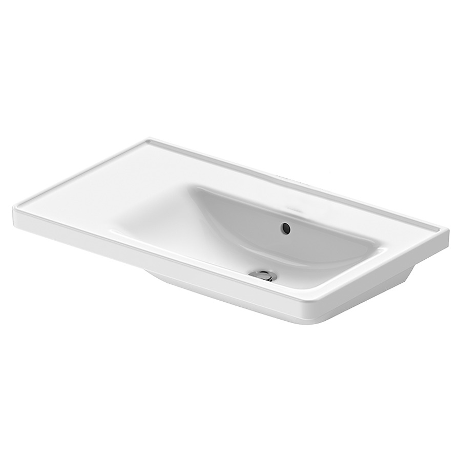 Lavabo D-NEO
80 x 48 cm, céramique
tablette de robinetterie
lavabo à droite, pour meuble
suspendu, avec trop-plein
partie inférieure émaillée