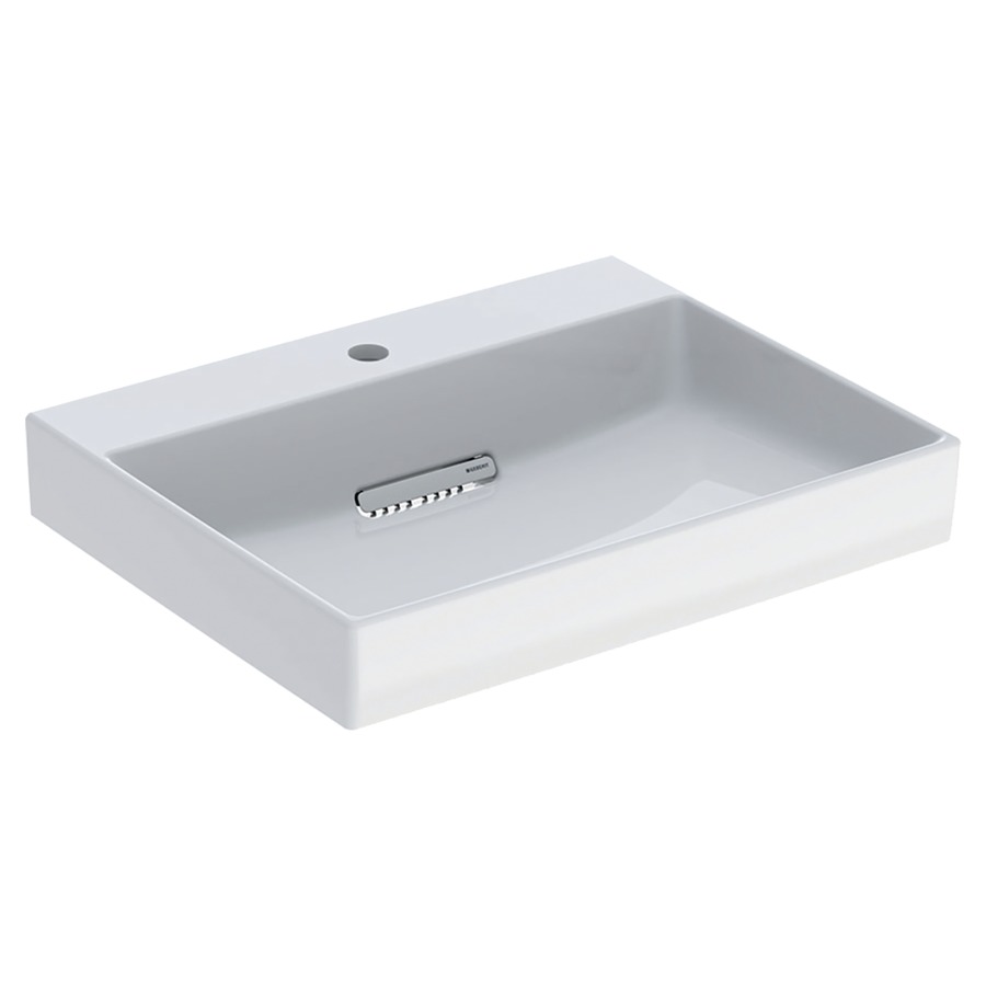 Lavabo ONE
60 x 14,2 x 48 cm, céramique
blanc, sans trop-plein, sortie
horizontale, cache
d'évacuation blanc, avec
raccordement du lavabo et
siphon modèle gain de place