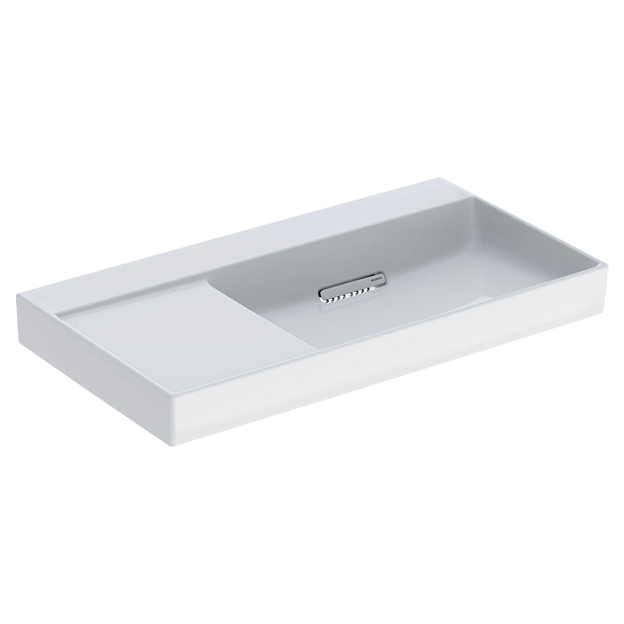 Lavabo ONE
90 x 14,2 x 48 cm, céramique
blanc, sans trop-plein, sortie
horizontale, cache
d'évacuation blanc, espace de
rangement à gauche, avec
raccordement du lavabo et
siphon modèle gain de place