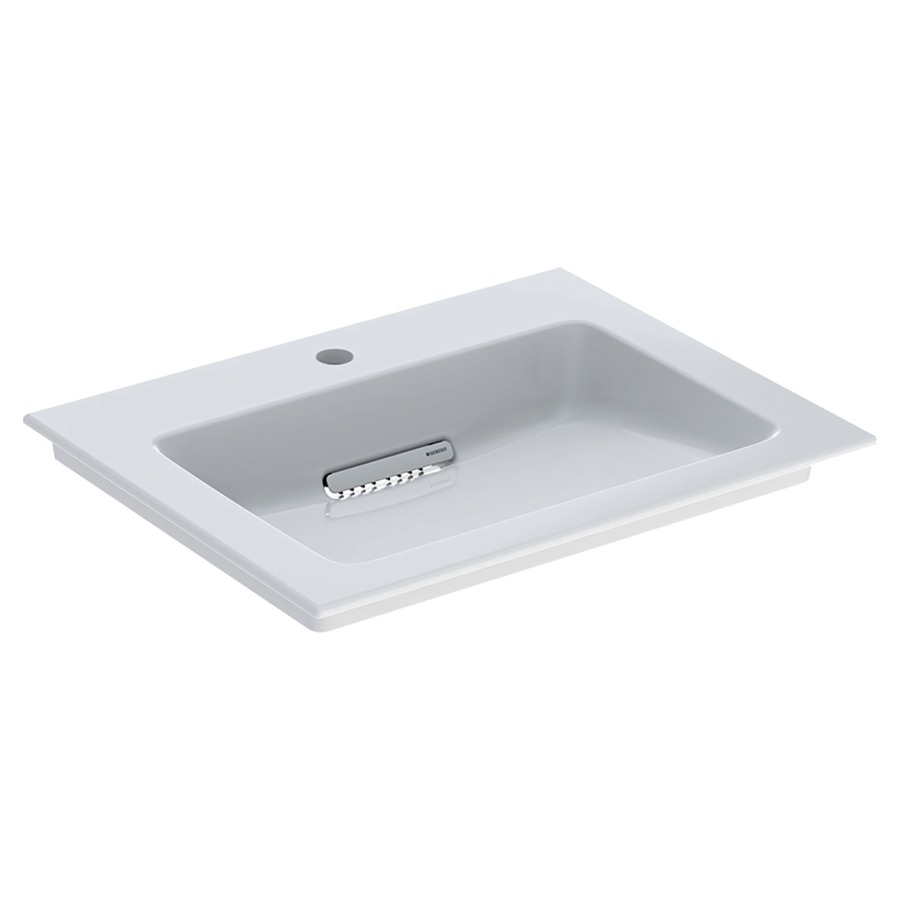Lavabo ONE
60 x 48 x 13 cm, céramique
sans trop-plein, sortie
horizontale, cache
d'évacuation blanc, pour
montage sur meuble de lavabo
avec raccordement du lavabo et
siphon modèle gain de place