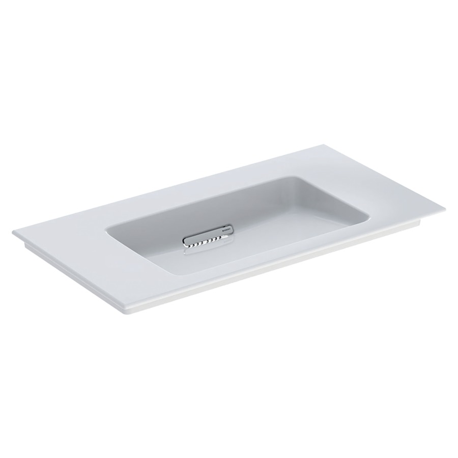 Lavabo ONE
90 x 48 x 13 cm, céramique
sans trop-plein, sortie
horizontale, cache
d'évacuation blanc, pour
montage sur meuble de lavabo
avec raccordement du lavabo et
siphon modèle gain de place