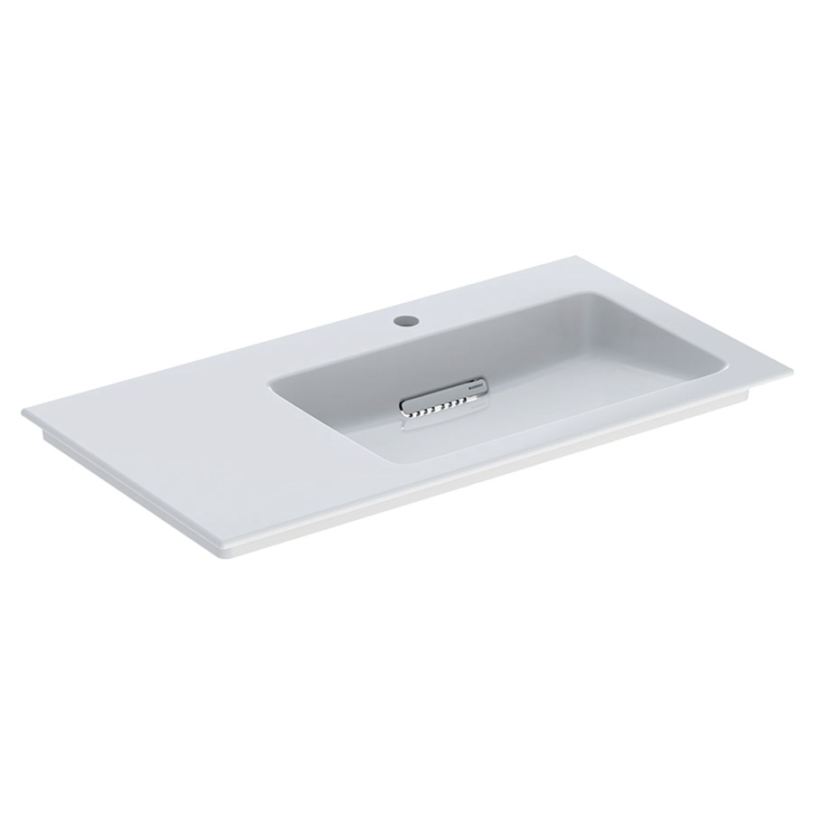 Lavabo ONE
90 x 48 x 13,1 cm, céramique
sans trop-plein, sortie
horizontale, cache
d'évacuation blanc, pour
montage sur meuble de lavabo
espace de rangement à gauche
avec raccordement du lavabo et
siphon modèle gain de place