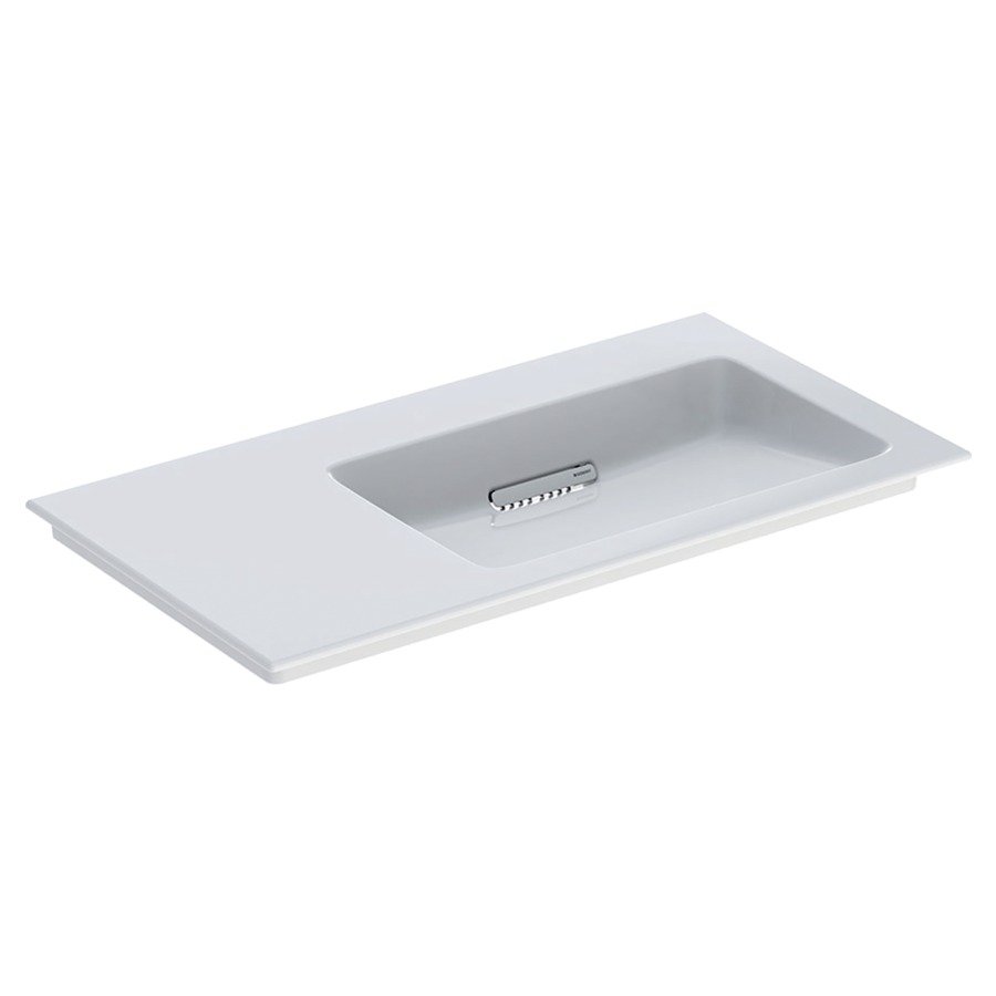 Lavabo ONE
90 x 48 x 13,1 cm, céramique
sans trop-plein, sortie
horizontale, cache
d'évacuation blanc, pour
montage sur meuble de lavabo
espace de rangement à gauche
avec raccordement du lavabo et
siphon modèle gain de place