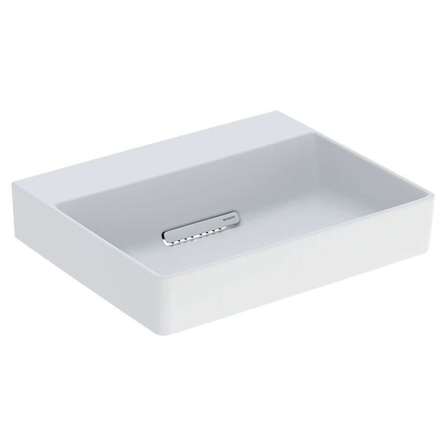 Lavabo à poser ONE
50 x 41 x 14,2 cm, céramique
sans trop-plein, sortie
horizontale, avec raccordement
du lavabo et siphon modèle
gain de place