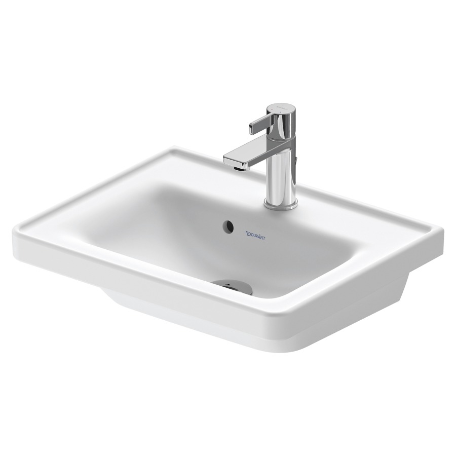 Lave-mains D-NEO
50 x 40 cm, céramique
tablette de robinetterie
avec trop-plein, partie
inférieure émaillée, avec
matériel de fixation