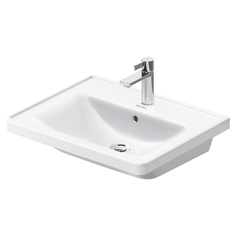 Lavabo D-NEO
60 x 48 cm, céramique
tablette de robinetterie
avec trop-plein, partie
inférieure émaillée