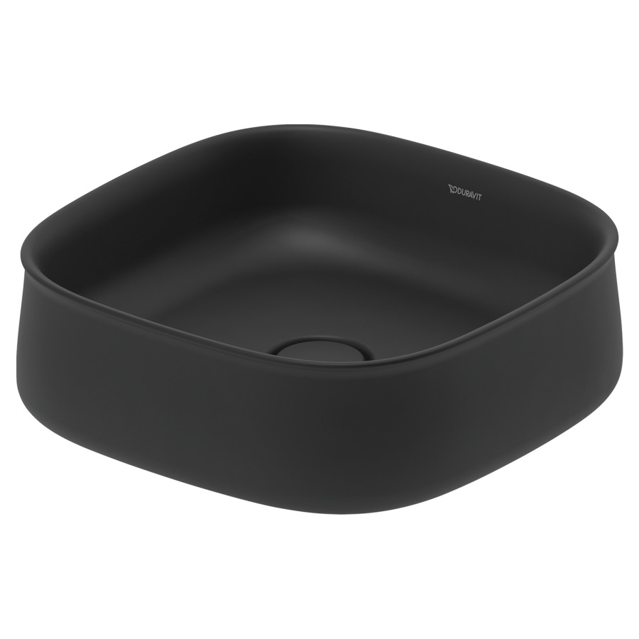Lavabo à poser ZENCHA
42 x 42 cm, DuraCeram
poli, sans trop-plein, vidage
avec enjoliveur en céramique
incluse