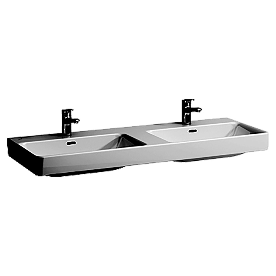 Lavabo double PRO S
120 x 46 cm, céramique
pour meuble suspendu, avec
trop-plein