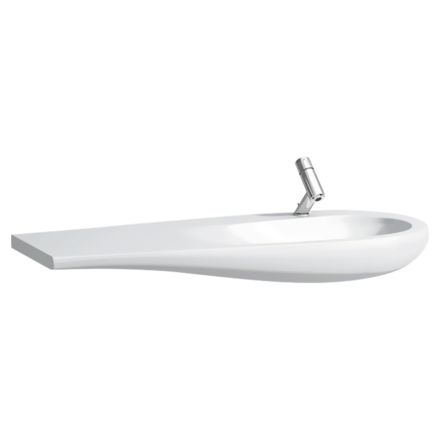 Lavabo pour meuble ALESSI ONE
120 x 50 cm, céramique
tablette à gauche, soupape
d'écoulement sans trop-plein
