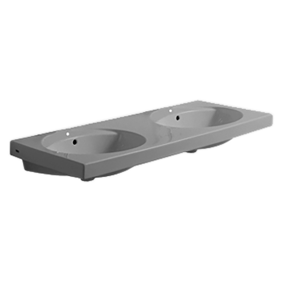 Lavabo double PRECIOSA
130 x 55 cm, céramique
pour meuble suspendu, avec
trop-plein