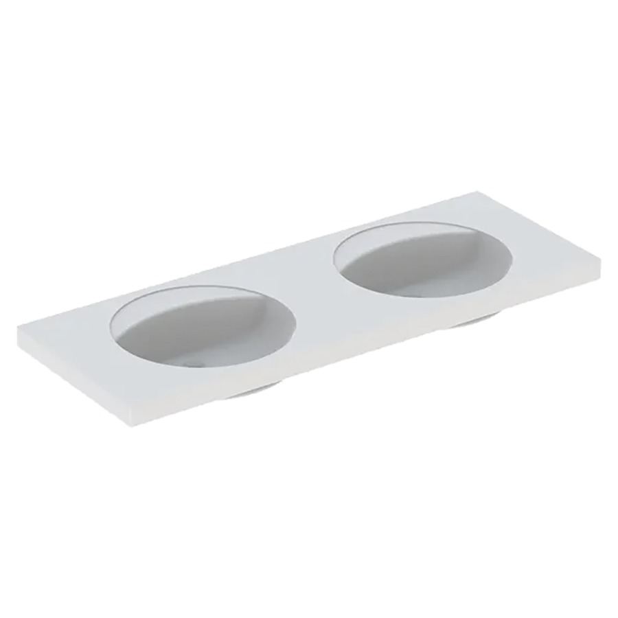 Lavabo double PRECIOSA
130 x 55 cm, céramique
pour meuble suspendu, sans
trop-plein