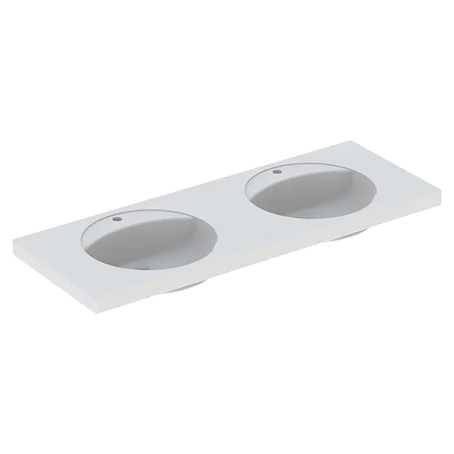 Lavabo double PRECIOSA
130 x 55 cm, céramique
pour meuble suspendu, sans
trop-plein
