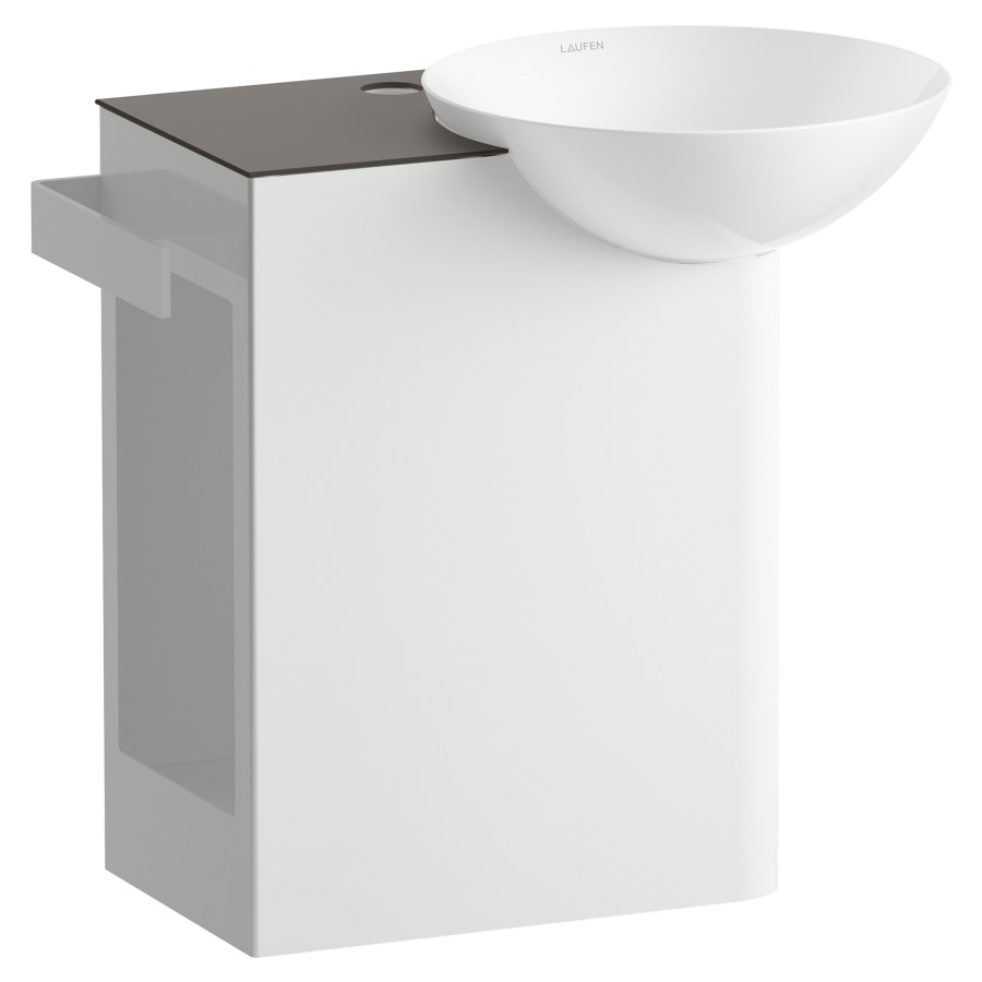 Lavabo INSERT
48,5 x 47,1 x 32,1 cm, acier
vitrifié à l'intérieur et
à l'extérieur, lavabo à droite
tablette brun anthracite
à gauche, porte-serviette
à gauche, vidage avec cache
sans trop-plein
matériel de fixation