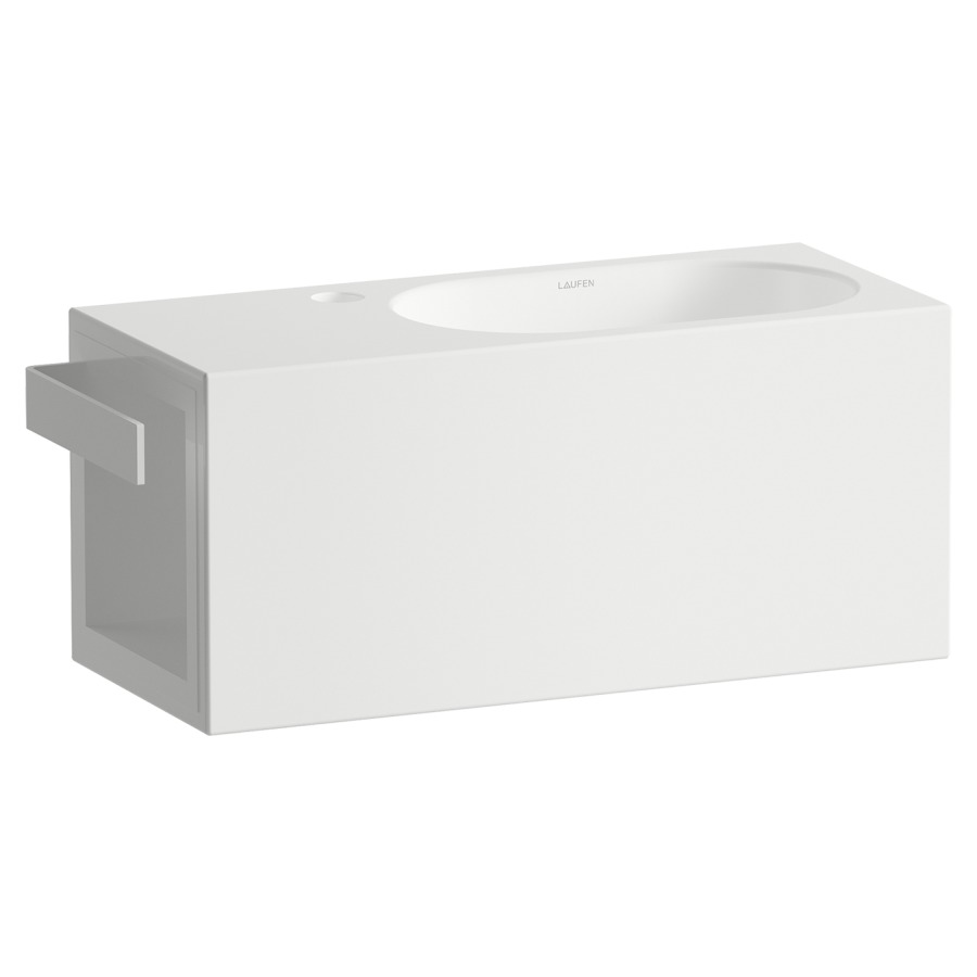 Lavabo FUSION.S
58 x 23,6 x 24 cm, acier
vitrifié à l'intérieur et
à l'extérieur, lavabo à droite
rayon et porte-serviette à
gauche, vidage avec cache
chromée, sans trop-plein
matériel de fixation