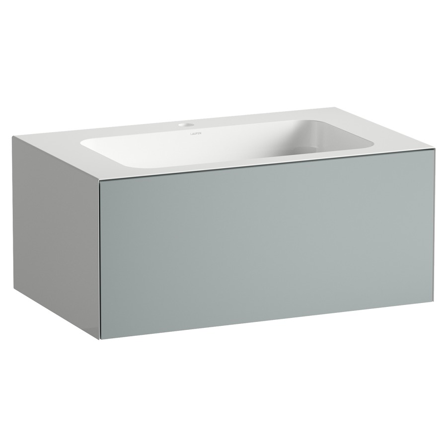 Lavabo FOLIO
80,4 x 50 x 35 cm
lavabo acier vitrifié blanc
sans trop-plein, meuble
inférieur avec tiroir à
extrait complet, Push-open
vidage avec plaque blanche
vitrifié, siphon gain de place
matériel de fixation