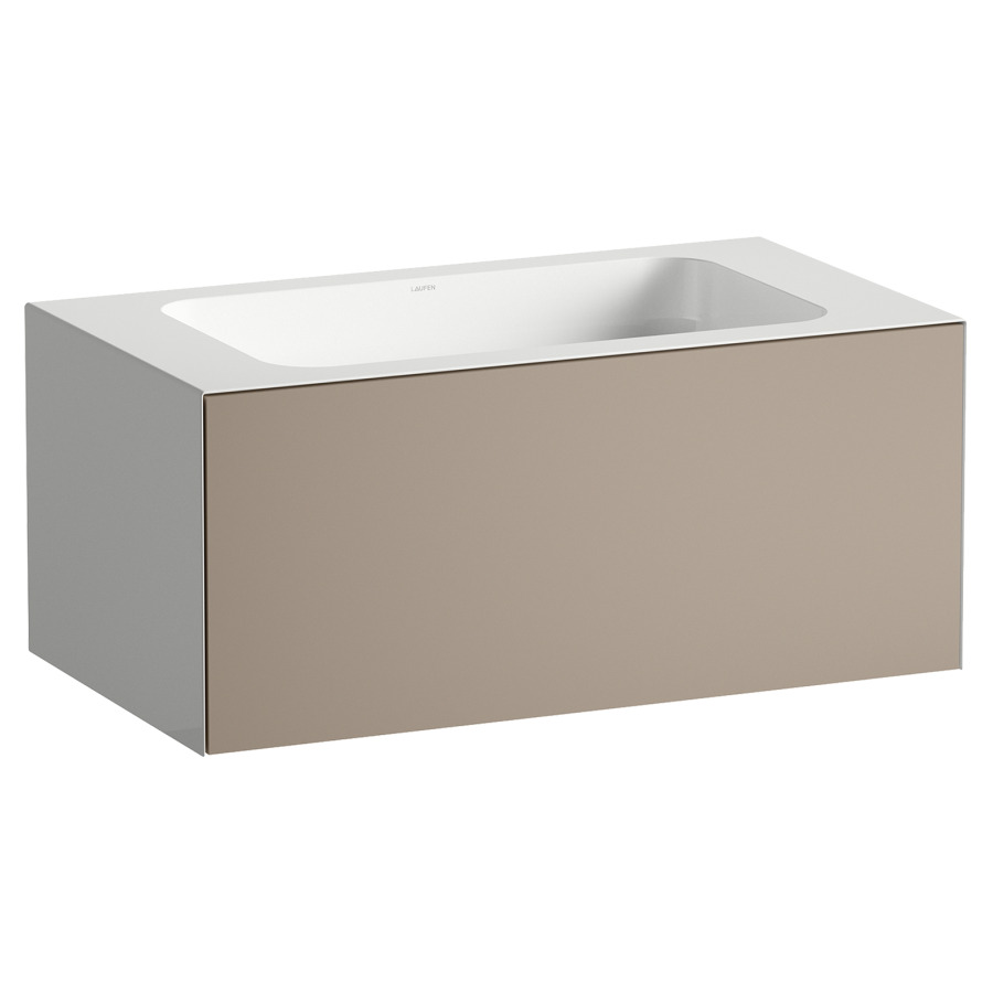 Lavabo FOLIO
80,4 x 45 x 35 cm
lavabo acier vitrifié blanc
sans trop-plein, meuble
inférieur avec tiroir à
extrait complet, Push-open
vidage avec plaque blanche
vitrifié, Siphon gain de place
matériel de fixation
