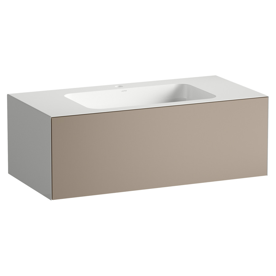 Lavabo FOLIO
100,4 x 50 x 35 cm
lavabo acier vitrifié blanc
sans trop-plein, meuble
inférieur avec tiroir à
extrait complet, Push-open
vidage avec plaque blanche
vitrifié, Siphon gain de place
matériel de fixation