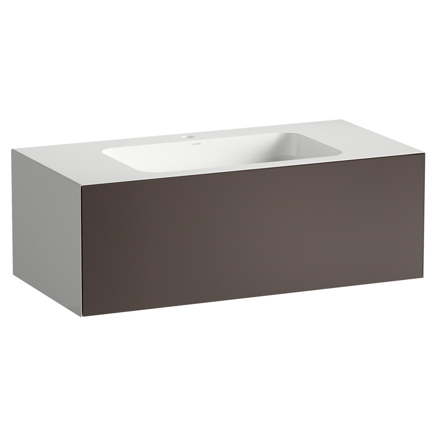 Lavabo FOLIO
100,4 x 50 x 35 cm
lavabo acier vitrifié blanc
sans trop-plein, meuble
inférieur avec tiroir à
extrait complet, Push-open
vidage avec plaque blanche
vitrifié, Siphon gain de place
matériel de fixation