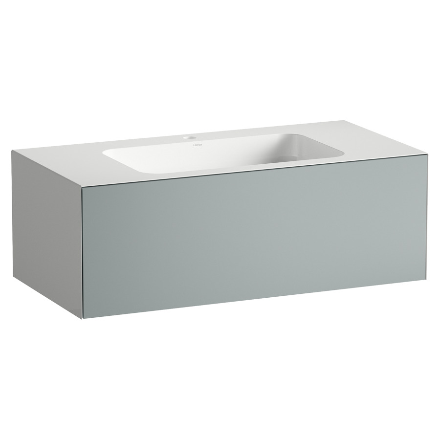 Lavabo FOLIO
100,4 x 50 x 35 cm
lavabo acier vitrifié blanc
sans trop-plein, meuble
inférieur avec tiroir à
extrait complet, Push-open
vidage avec plaque blanche
vitrifié, Siphon gain de place
matériel de fixation