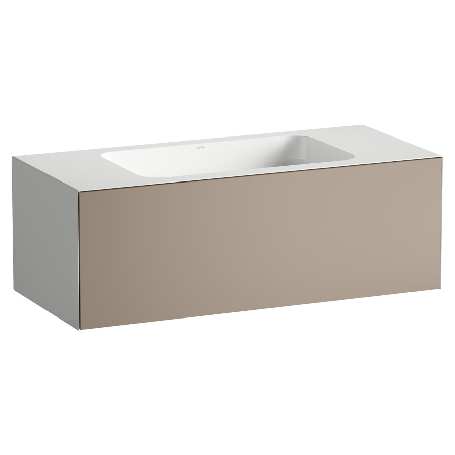 Lavabo FOLIO
100,4 x 45 x 35 cm
lavabo acier vitrifié blanc
sans trop-plein, meuble
inférieur avec tiroir à
extrait complet, Push-open
vidage avec plaque blanche
vitrifié, Siphon gain de place
matériel de fixation