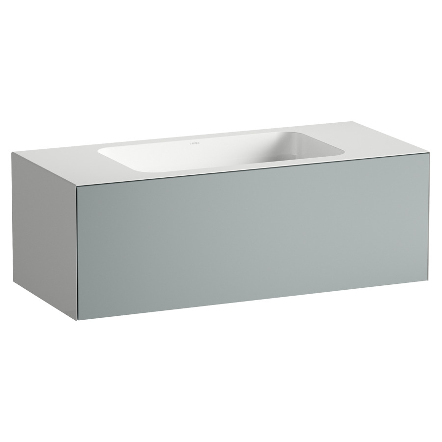Lavabo FOLIO
100,4 x 45 x 35 cm
lavabo acier vitrifié blanc
sans trop-plein, meuble
inférieur avec tiroir à
extrait complet, Push-open
vidage avec plaque blanche
vitrifié, Siphon gain de place
matériel de fixation