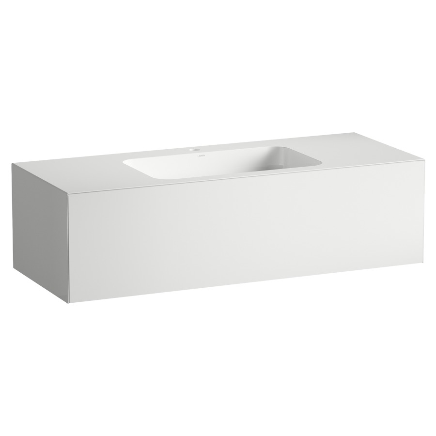 Lavabo FOLIO
125,4 x 50 x 35 cm
lavabo acier vitrifié blanc au
milieu, sans trop-plein
meuble inférieur avec
tiroir à extrait complet
Push-open, vidage avec plaque
blanche vitrifié, siphon gain
de place, matériel de fixation