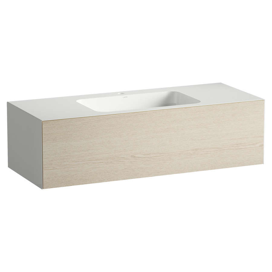 Lavabo FOLIO
125,4 x 50 x 35 cm
lavabo acier vitrifié blanc au
milieu, sans trop-plein
meuble inférieur avec
tiroir à extrait complet
Push-open, vidage avec plaque
blanche vitrifié, siphon gain
de place, matériel de fixation