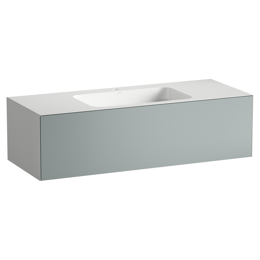 Waschtischanlage FOLIO
125,4 x 50 x 35 cm
Becken weiss Stahl glasiert
mitte, ohne Ueberlauf
Unterbau mit Vollauszug
Push-open, Schaftventil mit
Abdeckkappe weiss glasiert
Raumsparsiphon
Befestigungsmaterial