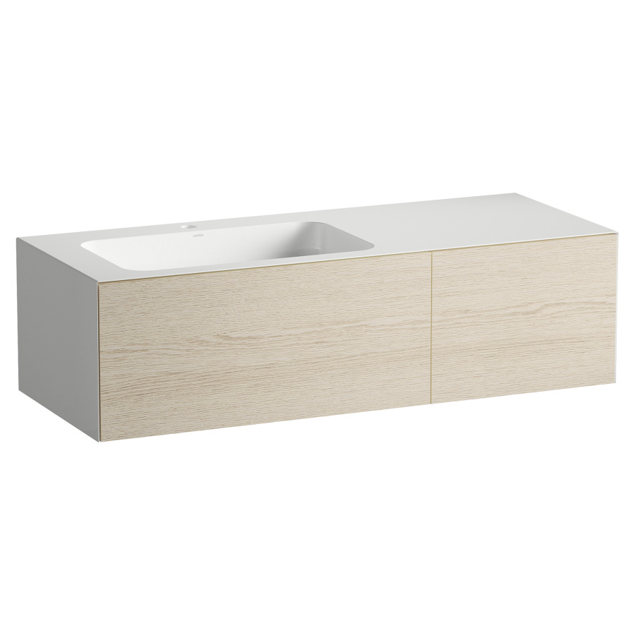 Lavabo FOLIO
125,4 x 50 x 35 cm
lavabo acier vitrifié blanc à
gauche, sans trop-plein
meuble inférieur avec 2
tiroirs à extrait complet
Push-open, vidage avec plaque
blanche vitrifié, siphon gain
de place, matériel de fixation
