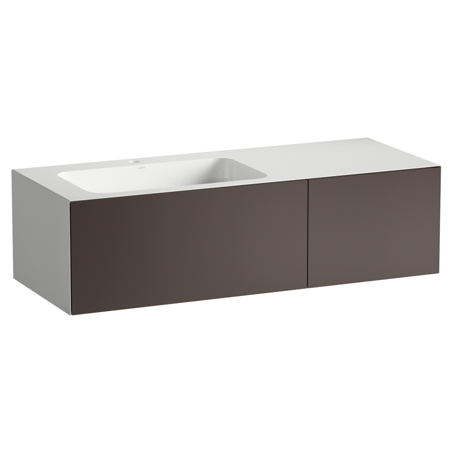 Lavabo FOLIO
125,4 x 50 x 35 cm
lavabo acier vitrifié blanc à
gauche, sans trop-plein
meuble inférieur avec 2
tiroirs à extrait complet
Push-open, vidage avec plaque
blanche vitrifié, siphon gain
de place, matériel de fixation