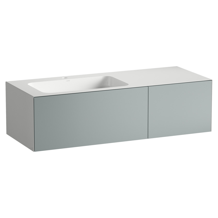 Lavabo FOLIO
125,4 x 50 x 35 cm
lavabo acier vitrifié blanc à
gauche, sans trop-plein
meuble inférieur avec 2
tiroirs à extrait complet
Push-open, vidage avec plaque
blanche vitrifié, siphon gain
de place, matériel de fixation
